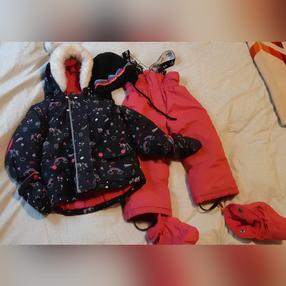 24M Duex par duex toddler snowsuit and accessories